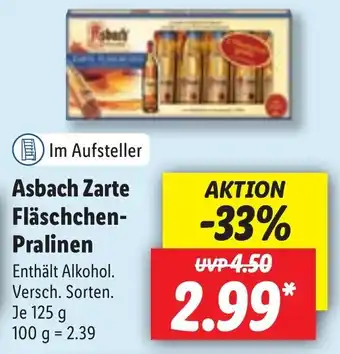 Lidl Asbach Zarte Fläschchen Pralinen 125g Angebot