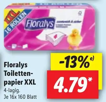 Lidl Floralys Toilettenpapier XXL 4-lagig, 16x160 Blatt Angebot