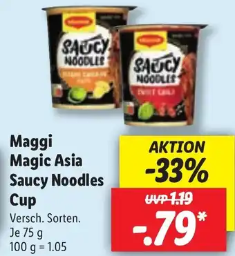 Lidl Maggi Magic Asia Saucy Noodles Cup 75g Angebot