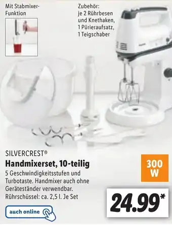 Lidl Silvercrest Handmixerset, 10 teilig Angebot