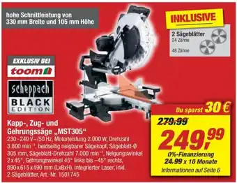 toom Baumarkt Scheppach BlackEdition Kapp-, Zug- u. Gehrungssage | MST305 Angebot