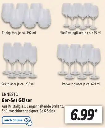 Lidl Ernesto 6er Set Gläser Angebot