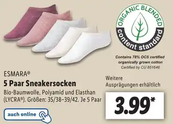 Lidl Esmara 5 Paar Sneakersocken Angebot