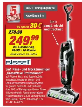 toom Baumarkt Bissell Nass- u. Trockenreiniger 3in1 CrossWave Professional Angebot