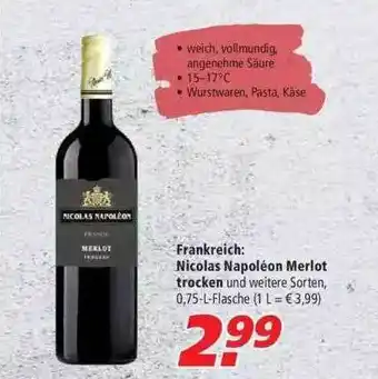 Marktkauf Nicolas Napoléon Merlot Trocken Angebot