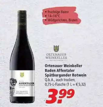 Marktkauf Ortenauer Weinkeller Baden Affentaler Spätburgunder Rotwein Angebot