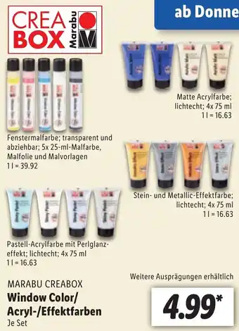 Lidl Marabu Creabox Window Color/Acryl/Effektfarben Angebot