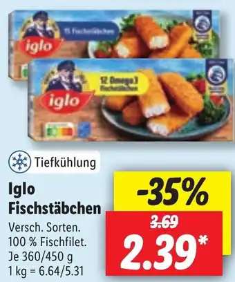 Lidl Iglo Fischstäbchen 360/450g Angebot