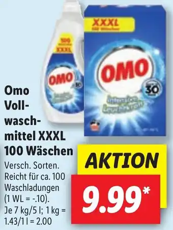 Lidl Omo Vollwaschmittel XXXL 100 Wäschen Angebot