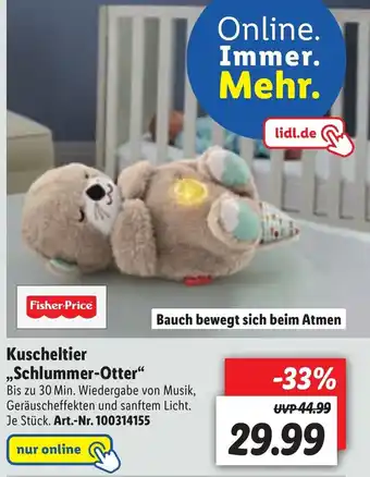 Lidl Fisher Price Kuscheltier Schlummer Otter Angebot