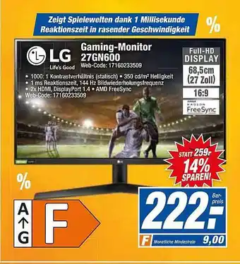 HEM Expert Lg Gaming-monitor 27gn600 Angebot