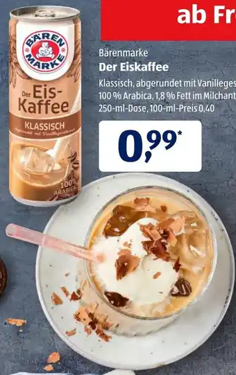 Aldi Süd Bärenmarke Der Eiskaffee 250ml Angebot