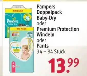 Rossmann Pampers Doppelpack Baby-Dry / Premium Protection Windeln / Pants 34-84st Angebot