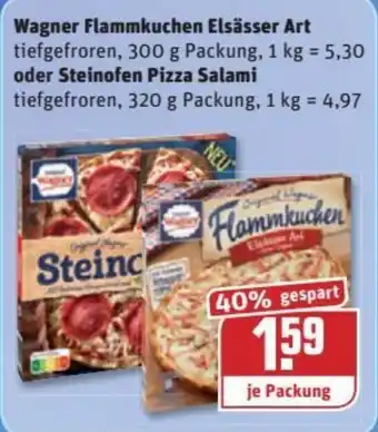 REWE Kaufpark Wagner Flammkuchen Elsässer Art 300g oder Steinofen Pizza Salami 320g Angebot