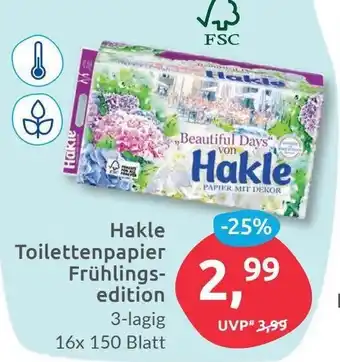 Budni Hakle Toilettenpapier Frühlingsedition 3-lagig, 16x150 Blatt Angebot