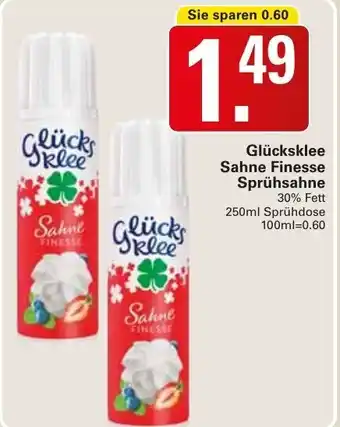 WEZ Glücksklee Sahne Finesse Sprühsahne 250ml Angebot