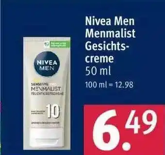 Rossmann Nivea Men Menmalist Gesichtscreme Angebot