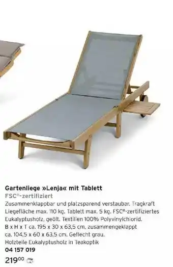 Tchibo Gartenliege „lenja“ Mit Tablett Angebot