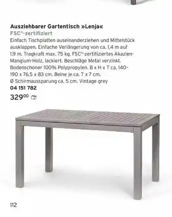 Tchibo Ausziehbarer Gartentisch „lenja“ Angebot