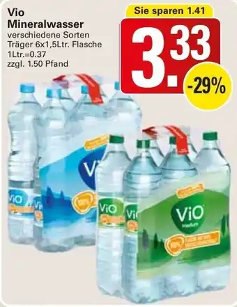 WEZ Vio Mineralwasser 6x1,5L Flasche Angebot