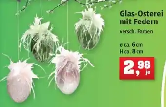 Thomas Philipps Glas Osterei mit Federn Angebot