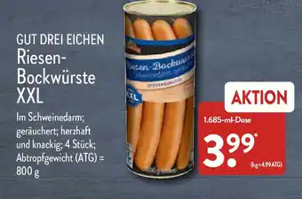 Aldi Nord Gut Drei Eichen RIesen- Bockwürste XXL 800g / 1.685ml Angebot