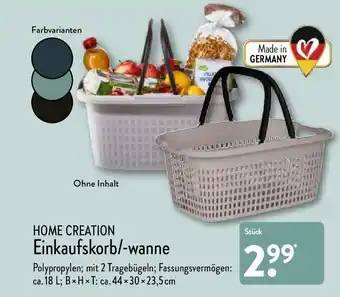 Aldi Nord Home Creation Einkaufskorb/ -wanne 44x30x23,5cm Angebot