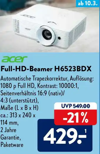 Aldi Nord Acer Full-HD-Beamer H6523BDX Angebot