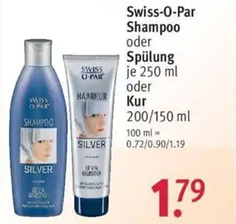 Rossmann Swiss-O-Par Shampoo oder Spulung je 250 ml oder Kur 200/150 ml Angebot