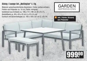 V Baumarkt Garden Impressions Dining/Lounge Set ,,Wellington" 4 tlg. Angebot