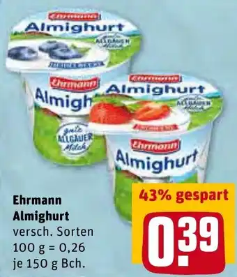 REWE Ehrmann Almighurt 150g Becher Angebot