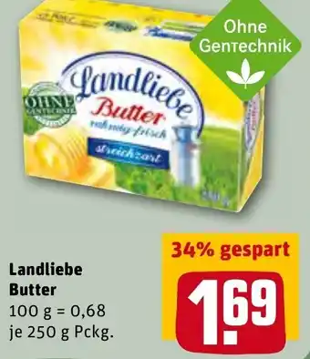 REWE Landliebe Butter 250g Packung Angebot