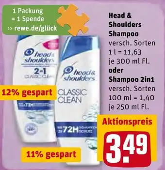 REWE Head & Shoulders Shampoo 300ml oder Shampoo 2in1 250ml Angebot