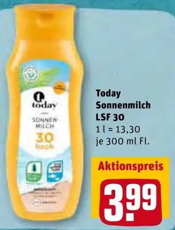 REWE Today Sonnenmilch LSF 30, 300ml Fl. Angebot