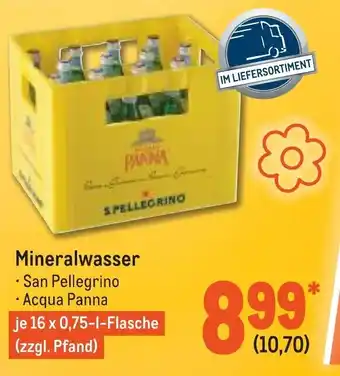 METRO San Pellegrino Mineralwasser 16x0,75L Flasche Angebot