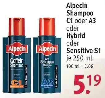 Rossmann Alpecin Shampoo C1 oder A3 oder Hybrid oder Sensitive S1 Angebot