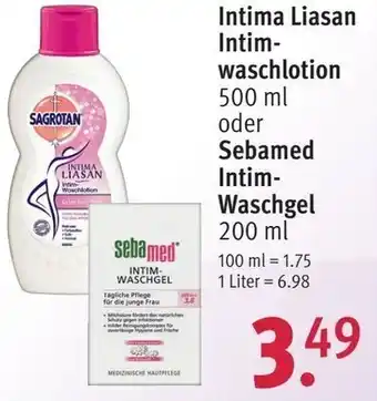 Rossmann Intima Liasan Intim-waschlotion oder Sebamed Intim-Waschgel Angebot