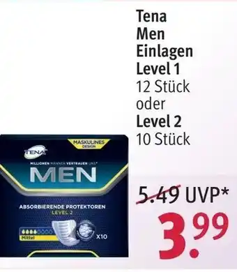 Rossmann Tena Men Einlagen Level 1 oder Level 2 Angebot