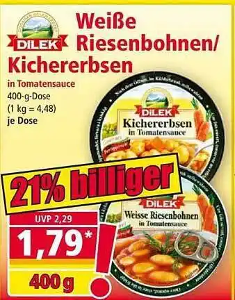 Norma Dilek Weiße Riesenbohnen Oder Kichererbsen Angebot