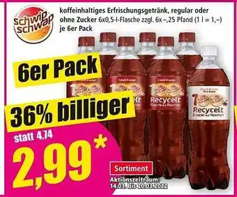 Norma Schwip Schwap Koffeinhaltiges Erfrischungsgetränk, Regular Oder Ohne Zucker Angebot