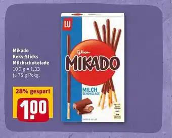 REWE Mikado Keks-sticks Milchschokolade Angebot