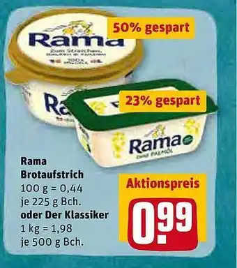 REWE Rama Brotaufstrich Oder Der Klassiker Angebot