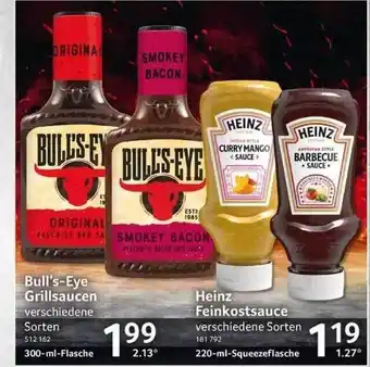 Selgros Bull's Eye Grillsaucen, Heinz Feinkostsauce Angebot