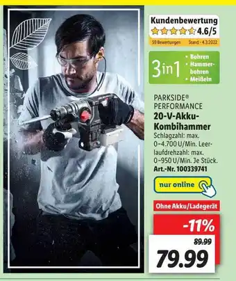 Lidl Parkside Performance 20-v-akku-kombihammer Angebot