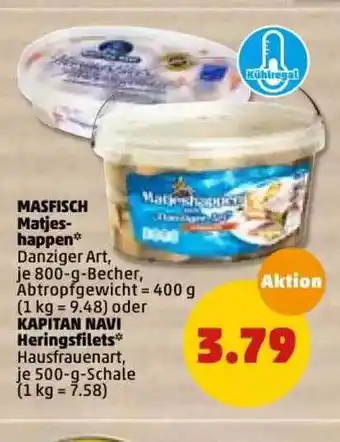 PENNY Masfisch Matjeshappen Oder Kapitan Navi Heringsfilets Angebot