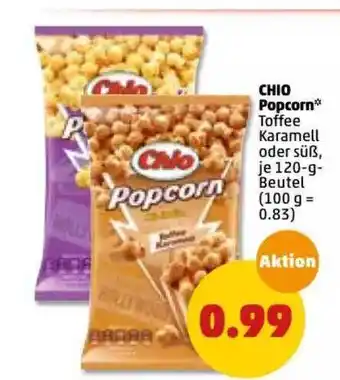 PENNY Chio Popcorn Toffee Karamell Oder Süß, 120g Beutel Angebot