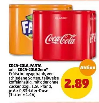 PENNY Coca-cola, Fanta Oder Coca-cola Zero 6x0,33L Angebot