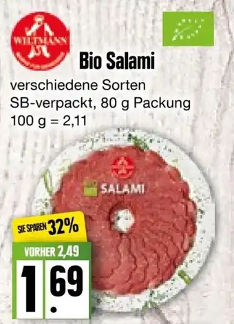 Edeka Frischemarkt Bio Salami 80g Packung Angebot