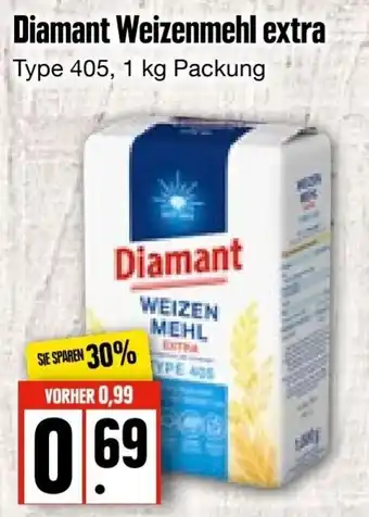 Edeka Frischemarkt Diamant Weizenmehl Extra Type 405, 1kg Packung Angebot