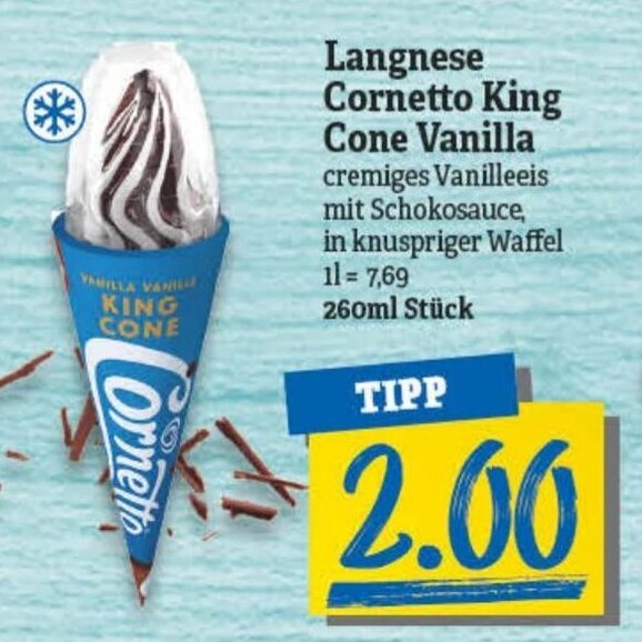 Langnese King Cone Vanilla 260ml Stück Angebot bei NP Discount